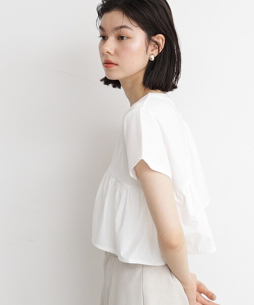 THE SHOP TK (ザ ショップ ティーケー )の「◆【UV/接触冷感/洗濯OK/毛玉になりにくい】アシメフリルプルオーバー(Tシャツ/カットソー・レディース・ブラック/オフホワイト・12/11/13)」の18枚目の写真