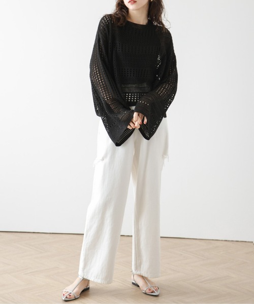 トップス emily ステッチデザインニットトップス｜WOMEN｜250ISB70-299B｜AZUL