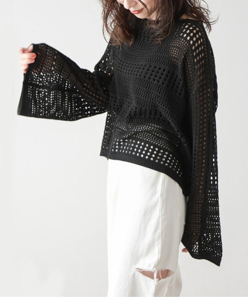 AMELY（エミリー）の「メッシュニットトップス（ニット/セーター