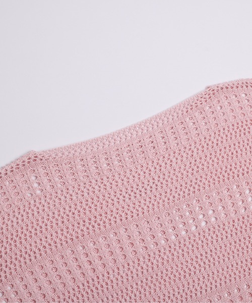 AMELY(エミリー)の「メッシュニットトップス(ニット/セーター・レディース・ホワイト/ピンク/ブラック/ベージュ/ブラウン/モスグリーン・フリー)」の18枚目の写真