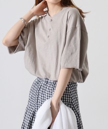 スラブ天竺ヘンリーネックTシャツ
