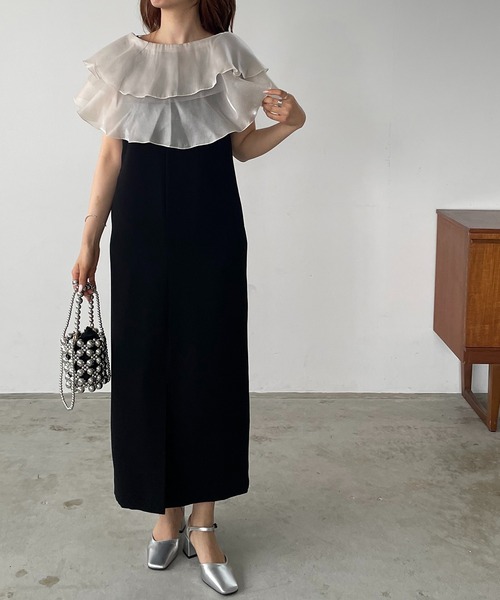 セール】【オケージョン対応】グロッシーマルチラッフルドレス（ドレス  