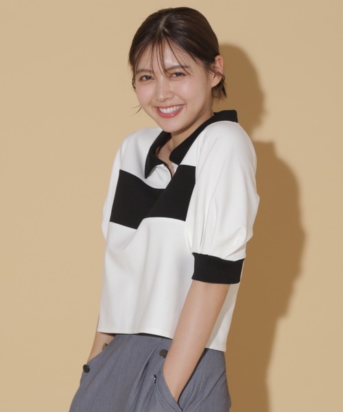 JILL by JILL STUART(ジルバイジルスチュアート)の「◇袖ボリュームポロシャツ(Tシャツ/カットソー・レディース・ホワイト系その他/ホワイト・FREE)」の4枚目の写真
