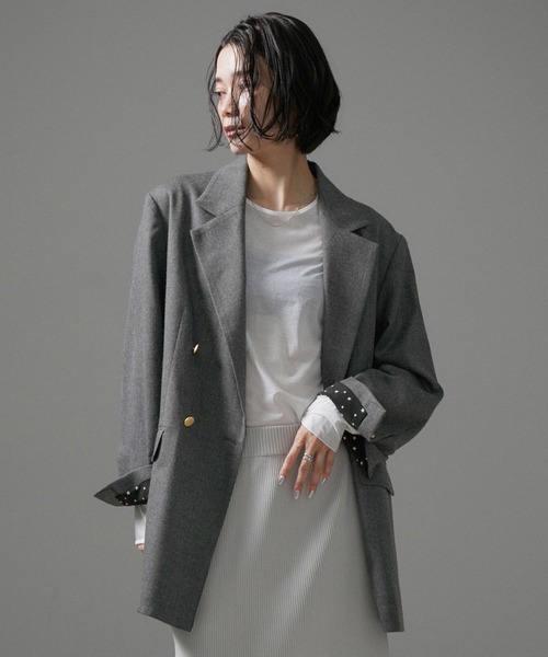 AMERICANA(アメリカーナ)の「【Americana for SALON】別注メタルボタンダブルジャケット/ブレザー(テーラードジャケット・レディース・ネイビー/グレー・FREE)」の7枚目の写真