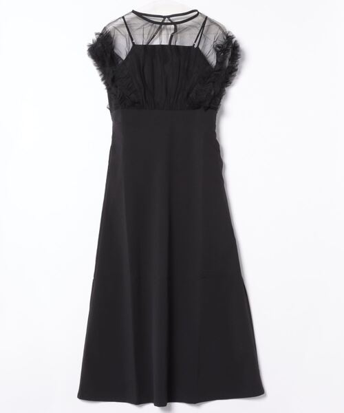 MAISON BREEZE(メゾンブリーズ)の「【MAISON BREEZE】チュール×クレープ ドッキングフリルワンピース 224-487-3466 DTK(ワンピース・レディース・グレイッシュベージュ/ブラック/グレー・FREE)」の12枚目の写真
