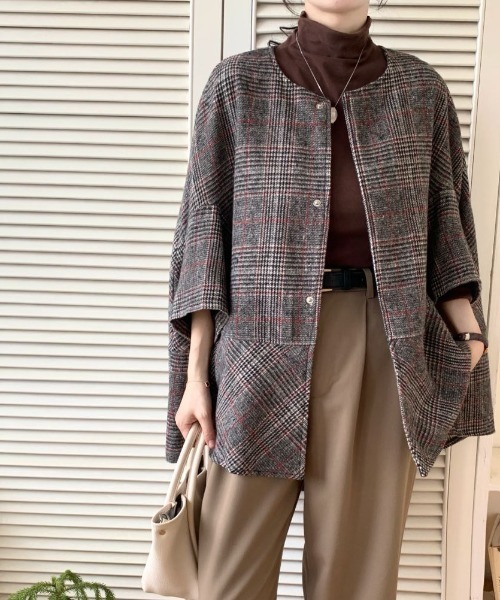 ABITOKYO（アビトーキョー）の「オーバーサイズドルマンポンチョコート（ポンチョ・レディース・グレー系その他3/ブラック系その他2/ベージュ系その他/ブラウン系その他/グレー系その他/ブラック系その他/チャコールグレー/モカ・L/M）」の18枚目の写真