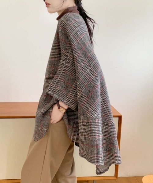 ABITOKYO（アビトーキョー）の「オーバーサイズドルマンポンチョコート（ポンチョ・レディース・グレー系その他3/ブラック系その他2/ベージュ系その他/ブラウン系その他/グレー系その他/ブラック系その他/チャコールグレー/モカ・L/M）」の14枚目の写真