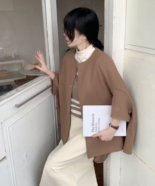 ABITOKYO（アビトーキョー）の「オーバーサイズドルマンポンチョコート（ポンチョ・レディース・グレー系その他3/ブラック系その他2/ベージュ系その他/ブラウン系その他/グレー系その他/ブラック系その他/チャコールグレー/モカ・L/M）」の20枚目の写真