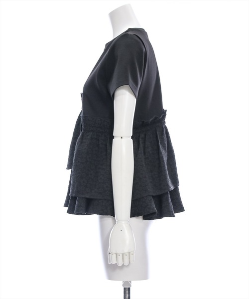 clear（クリア）の「アシンメトリーペプラムカットソートップス［体型カバー 骨格ナチュラル 大人 カジュアル］≪再入荷≫（Tシャツ/カットソー・レディース・オフホワイト/ブラック・F）」の8枚目の写真