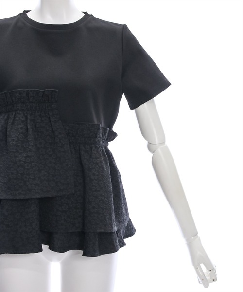 clear（クリア）の「アシンメトリーペプラムカットソートップス［体型カバー 骨格ナチュラル 大人 カジュアル］≪再入荷≫（Tシャツ/カットソー・レディース・オフホワイト/ブラック・F）」の12枚目の写真