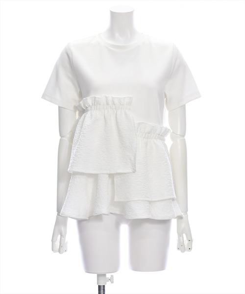 clear（クリア）の「アシンメトリーペプラムカットソートップス［体型カバー 骨格ナチュラル 大人 カジュアル］≪再入荷≫（Tシャツ/カットソー・レディース・オフホワイト/ブラック・F）」の17枚目の写真