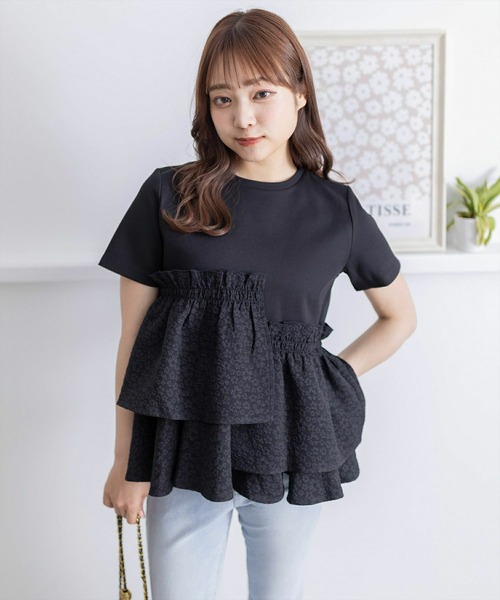 clear（クリア）の「アシンメトリーペプラムカットソートップス［体型カバー 骨格ナチュラル 大人 カジュアル］≪再入荷≫（Tシャツ/カットソー・レディース・オフホワイト/ブラック・F）」の18枚目の写真