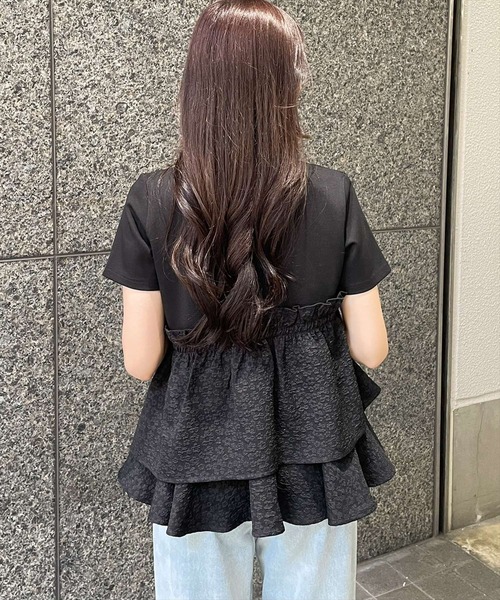 clear（クリア）の「アシンメトリーペプラムカットソートップス［体型カバー 骨格ナチュラル 大人 カジュアル］≪再入荷≫（Tシャツ/カットソー・レディース・オフホワイト/ブラック・F）」の19枚目の写真