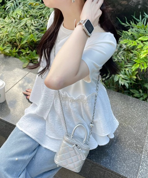 clear（クリア）の「アシンメトリーペプラムカットソートップス［体型カバー 骨格ナチュラル 大人 カジュアル］≪再入荷≫（Tシャツ/カットソー・レディース・オフホワイト/ブラック・F）」の21枚目の写真