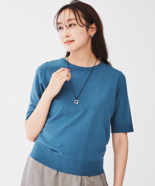 【セール】【サラッと薄手素材/アンサンブル可能】レーヨンストレッチ クルーネックニット（ニット/セーター）｜UNTITLED（アンタイトル）