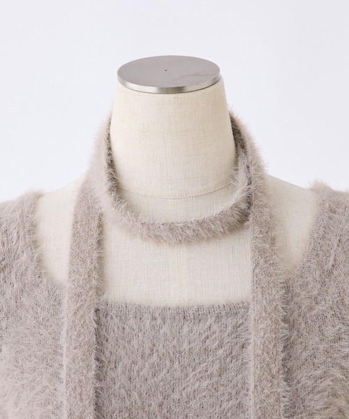 one after another NICE CLAUP（ワンアフターアナザーナイスクラップ）の「チョーカーセットフェザーニット（ニット/セーター・レディース・チャコール/オフホワイト/モカ/ピンク・FREE）」の7枚目の写真