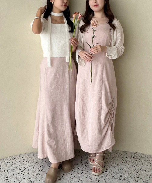 one after another NICE CLAUP（ワンアフターアナザーナイスクラップ）の「チョーカーセットフェザーニット（ニット/セーター・レディース・チャコール/オフホワイト/モカ/ピンク・FREE）」の11枚目の写真