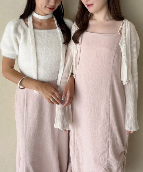 one after another NICE CLAUP（ワンアフターアナザーナイスクラップ）の「チョーカーセットフェザーニット（ニット/セーター・レディース・チャコール/オフホワイト/モカ/ピンク・FREE）」の12枚目の写真