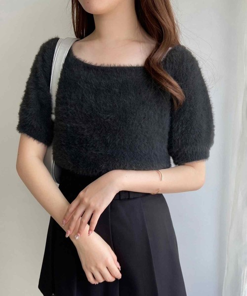 one after another NICE CLAUP（ワンアフターアナザーナイスクラップ）の「チョーカーセットフェザーニット（ニット/セーター・レディース・チャコール/オフホワイト/モカ/ピンク・FREE）」の21枚目の写真