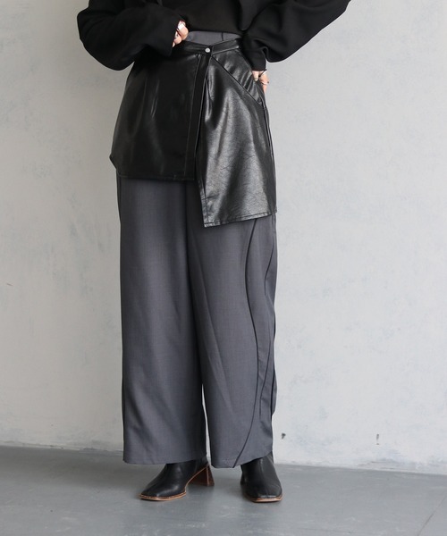 &g'aime（アンジェム）の「【&g’aime】合皮ラップスカート　SYNTHETIC LEATHER WRAP SKIRT（スカート・レディース・グレー/アイボリー/ブラック・FREE）」の15枚目の写真