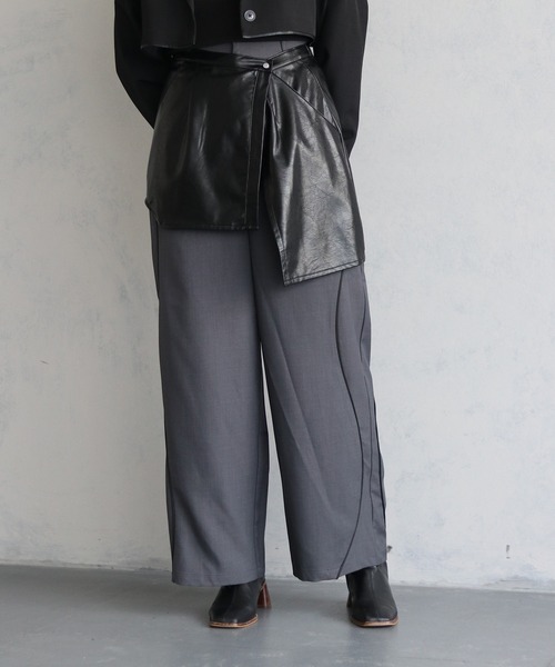 &g'aime（アンジェム）の「【&g’aime】合皮ラップスカート　SYNTHETIC LEATHER WRAP SKIRT（スカート・レディース・グレー/アイボリー/ブラック・FREE）」の16枚目の写真