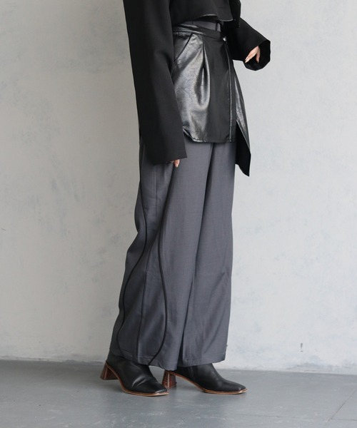 &g'aime（アンジェム）の「【&g’aime】合皮ラップスカート　SYNTHETIC LEATHER WRAP SKIRT（スカート・レディース・グレー/アイボリー/ブラック・FREE）」の17枚目の写真