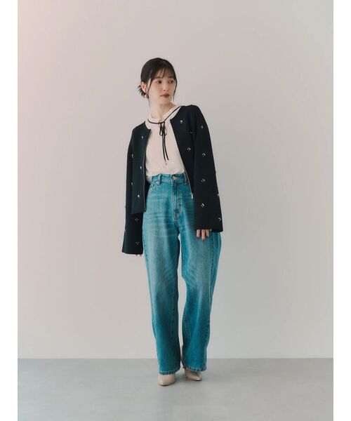 ビジューニットジャケット アニュアンス anuans ビジューニットジャケット （GREY
