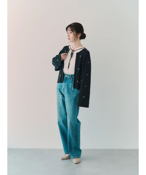 ジップ ニット ジャケット カーディガン ビジュー 韓国 nr6971 セール】ビジューZIPニットジャケット（カーディガン/ボレロ