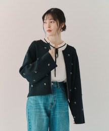 ビジューZIPニットジャケット