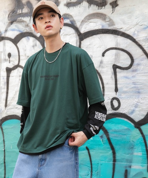 WEGO（ウィゴー）の「WEGO/アクセ付きグラフィックアンサンブルT（アンサンブル・メンズ・ブラック/ベージュ/グリーン・LARGE/MEDIUM）」の6枚目の写真