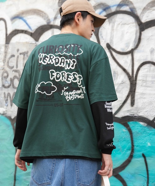 WEGO（ウィゴー）の「WEGO/アクセ付きグラフィックアンサンブルT（アンサンブル・メンズ・ブラック/ベージュ/グリーン・LARGE/MEDIUM）」の7枚目の写真