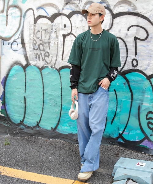 WEGO（ウィゴー）の「WEGO/アクセ付きグラフィックアンサンブルT（アンサンブル・メンズ・ブラック/ベージュ/グリーン・LARGE/MEDIUM）」の4枚目の写真