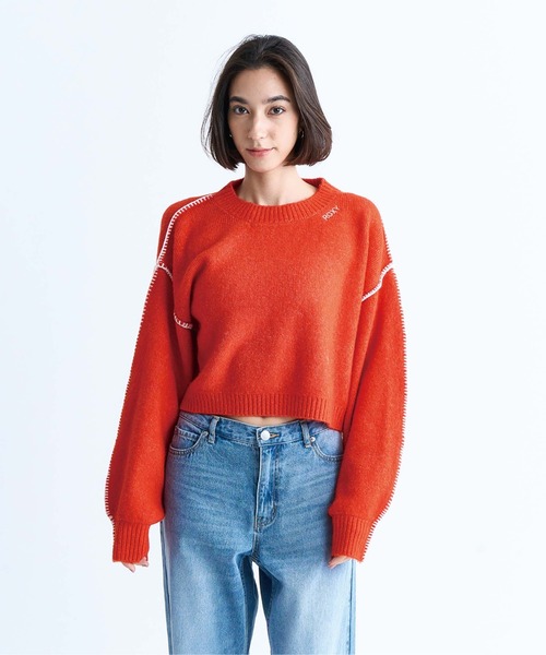 ROXY（ロキシー）の「CANDY COTTON/ロキシーボリュームスリーブニット・セーター（ニット/セーター・レディース・ブラック/オレンジ/ホワイト・MEDIUM/LARGE/SMALL）」の6枚目の写真