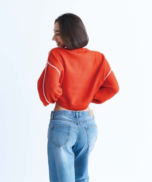 ROXY（ロキシー）の「CANDY COTTON/ロキシーボリュームスリーブニット・セーター（ニット/セーター・レディース・ブラック/オレンジ/ホワイト・MEDIUM/LARGE/SMALL）」の7枚目の写真