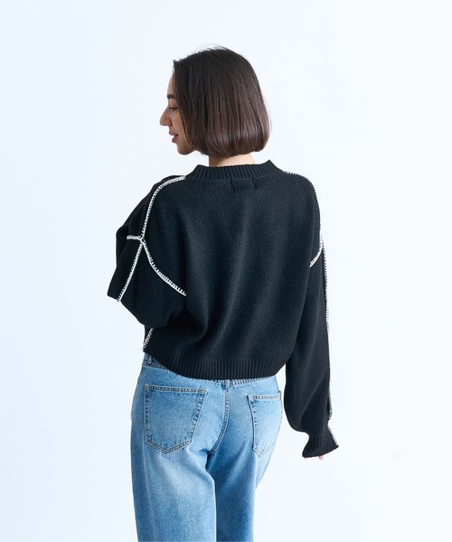 ROXY（ロキシー）の「CANDY COTTON/ロキシーボリュームスリーブニット・セーター（ニット/セーター・レディース・ブラック/オレンジ/ホワイト・MEDIUM/LARGE/SMALL）」の4枚目の写真