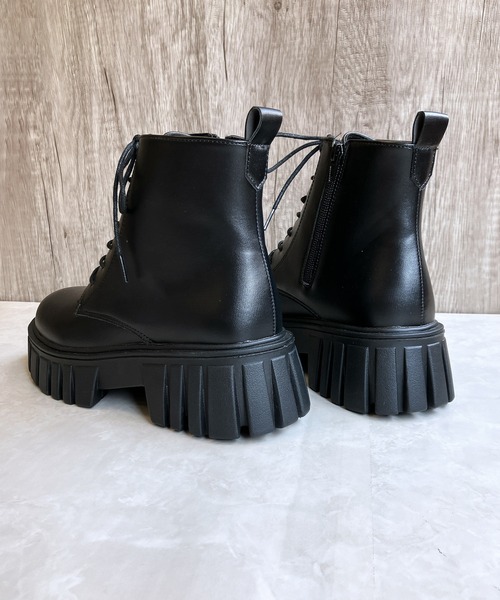 Noubel Voug Relax（ヌーベルヴォーグリラックス）の「厚底トラックソール レースアップショートブーツ（ブーツ・レディース・ブラック/シルバー・3L/LL/L/M/S）」の8枚目の写真