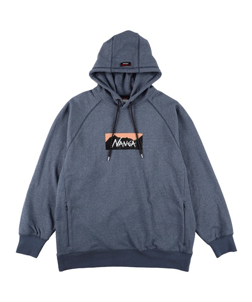 NANGA（ナンガ）の「ECO HYBRID BOX LOGO SWEAT HOODIE/エコハイブリッド ボックスロゴ スウェットフーディー（パーカー・メンズ・ライトグレー/オートミール/セージグリーン/ブラック/ホワイト/ブラック系その他/オレンジ・S/M/L/XL）」の7枚目の写真