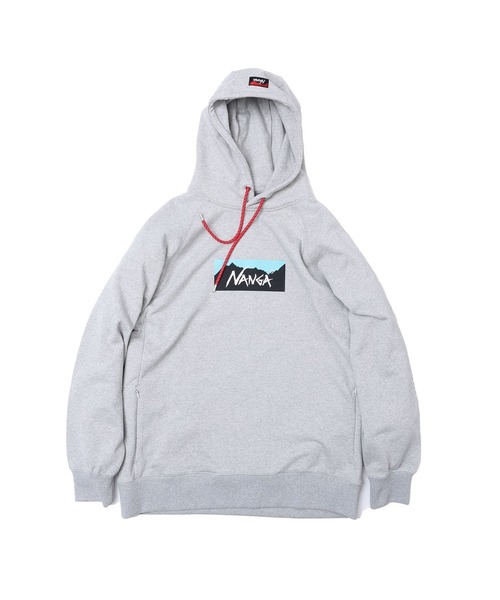 NANGA（ナンガ）の「ECO HYBRID BOX LOGO SWEAT HOODIE/エコハイブリッド ボックスロゴ スウェットフーディー（パーカー・メンズ・ライトグレー/オートミール/セージグリーン/ブラック/ホワイト/ブラック系その他/オレンジ・S/M/L/XL）」の17枚目の写真