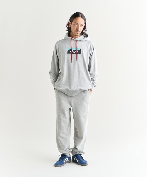 NANGA グレー スウェットパーカー XL上下セット ECO HYBRID BOX LOGO SWEAT HOODIE/エコハイブリッド ボックスロゴ