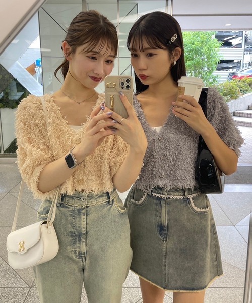 one after another NICE CLAUP（ワンアフターアナザーナイスクラップ）の「【スタッフ企画】リボンボタンカーディガンsetワンピース（ワンピース・レディース・サックスブルー/ピンク/アイボリー・FREE）」の10枚目の写真