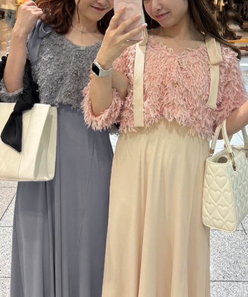 one after another NICE CLAUP（ワンアフターアナザーナイスクラップ）の「【スタッフ企画】リボンボタンカーディガンsetワンピース（ワンピース・レディース・サックスブルー/ピンク/アイボリー・FREE）」の18枚目の写真