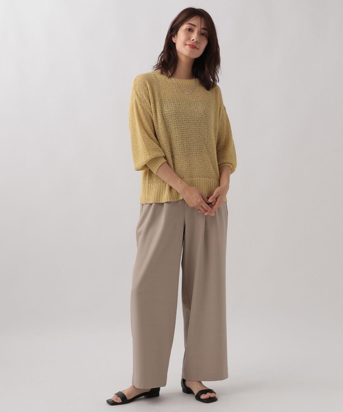 Elura（エルーラ）の「透かし編みゆるニット/133662（ニット/セーター・レディース・ライトベージュ/チャコールグレー/イエロー・FREE）」の21枚目の写真