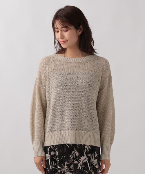 Elura（エルーラ）の「透かし編みゆるニット/133662（ニット/セーター・レディース・ライトベージュ/チャコールグレー/イエロー・FREE）」の13枚目の写真