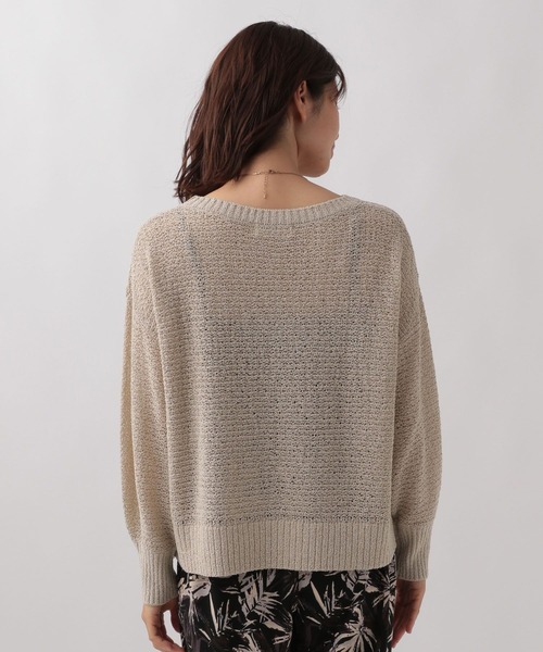 Elura（エルーラ）の「透かし編みゆるニット/133662（ニット/セーター・レディース・ライトベージュ/チャコールグレー/イエロー・FREE）」の11枚目の写真