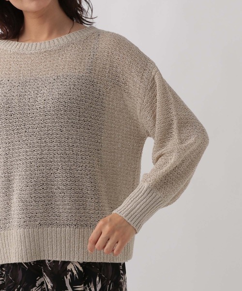 Elura（エルーラ）の「透かし編みゆるニット/133662（ニット/セーター・レディース・ライトベージュ/チャコールグレー/イエロー・FREE）」の9枚目の写真