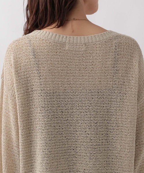 Elura（エルーラ）の「透かし編みゆるニット/133662（ニット/セーター・レディース・ライトベージュ/チャコールグレー/イエロー・FREE）」の7枚目の写真