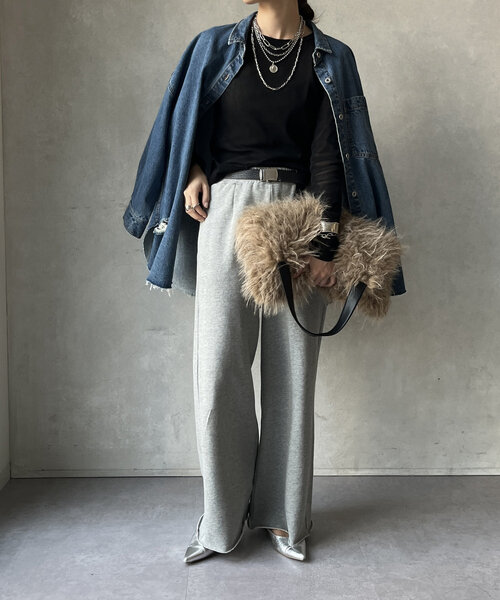 DouDou(ドゥドゥ)の「コットンチュールロンTEE(Tシャツ/カットソー・レディース・オフホワイト/カーキ/ブラック・FREE)」の22枚目の写真