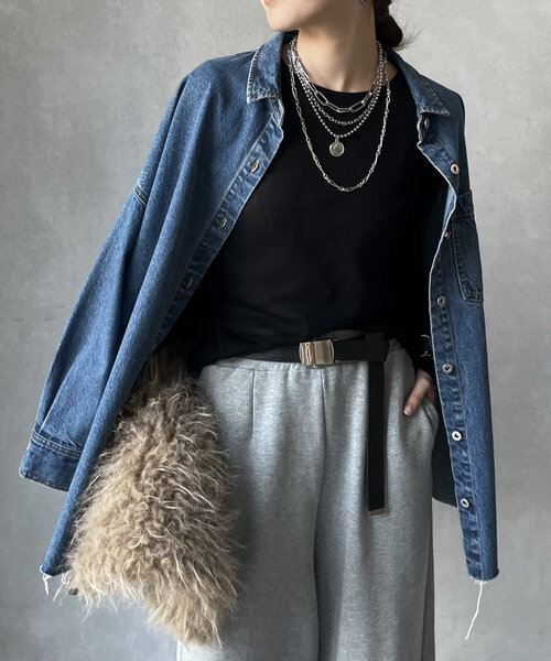 DouDou(ドゥドゥ)の「コットンチュールロンTEE(Tシャツ/カットソー・レディース・オフホワイト/カーキ/ブラック・FREE)」の13枚目の写真