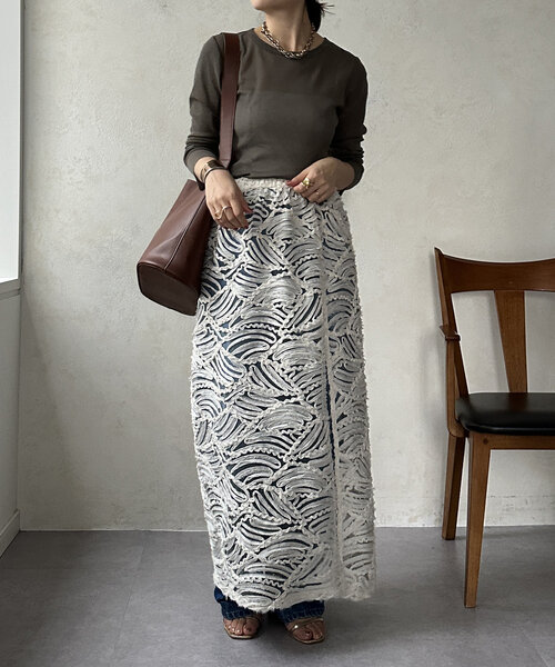 DouDou(ドゥドゥ)の「コットンチュールロンTEE(Tシャツ/カットソー・レディース・オフホワイト/カーキ/ブラック・FREE)」の16枚目の写真