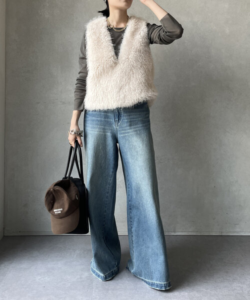 DouDou(ドゥドゥ)の「コットンチュールロンTEE(Tシャツ/カットソー・レディース・オフホワイト/カーキ/ブラック・FREE)」の12枚目の写真